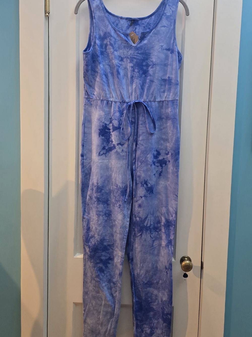 Source Unknown Blue Tie-Dye Sleeveless Jumpsuit